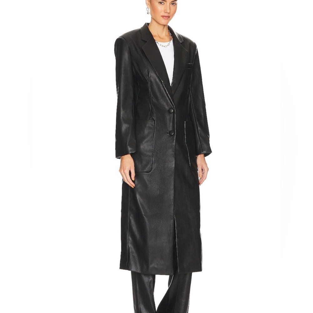 Afrm faux leather trench